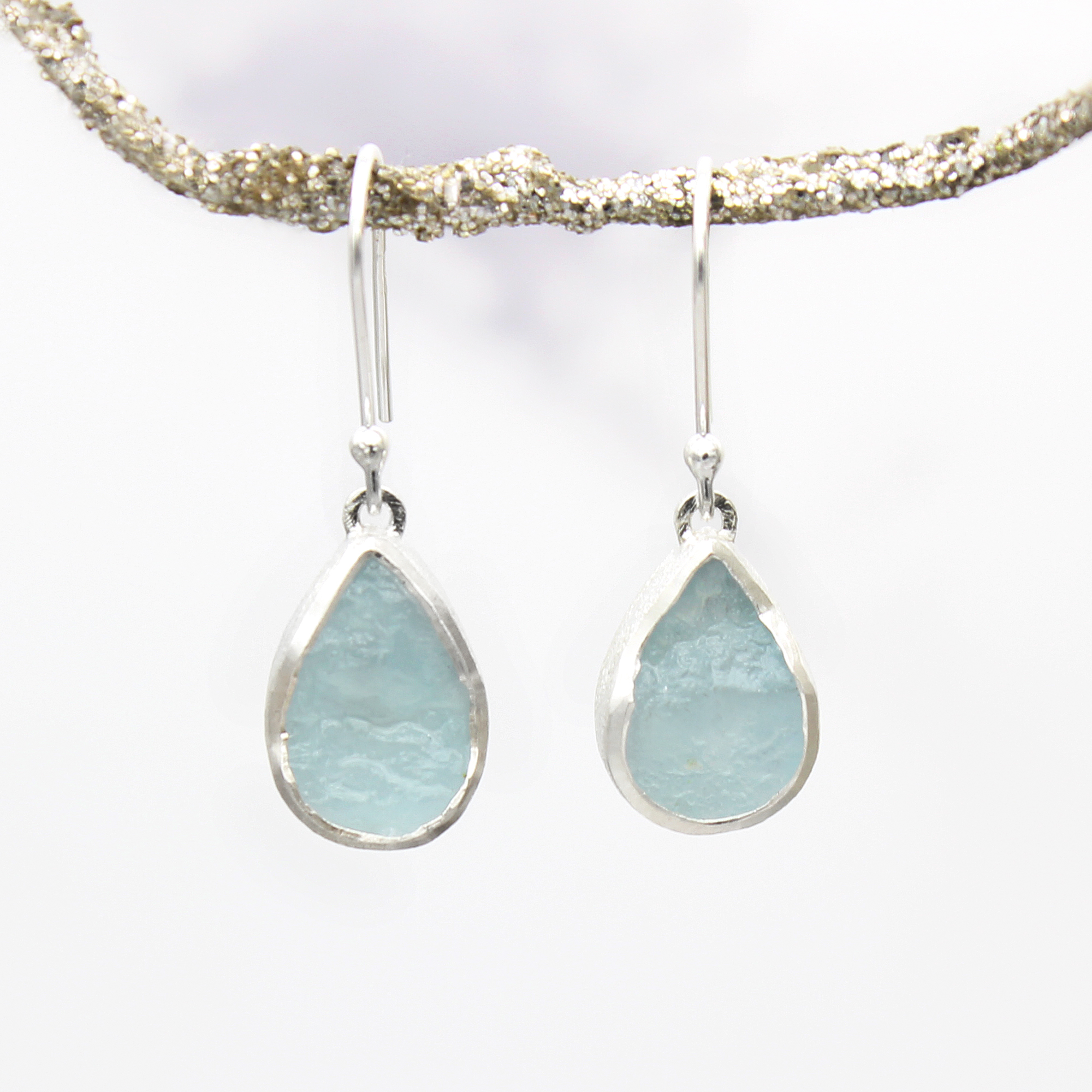 Aquamarine Gemstone Drop Ladies Sterling Silver Earrings