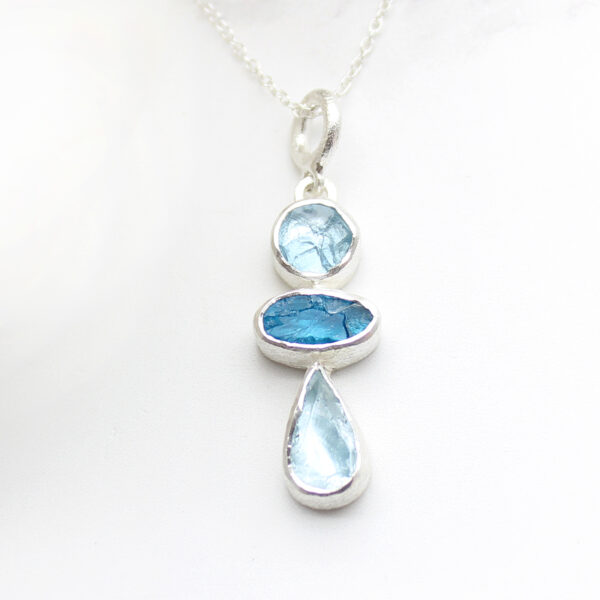 Handmade Aquamarine & Neon Apatite Gemstone Pendant