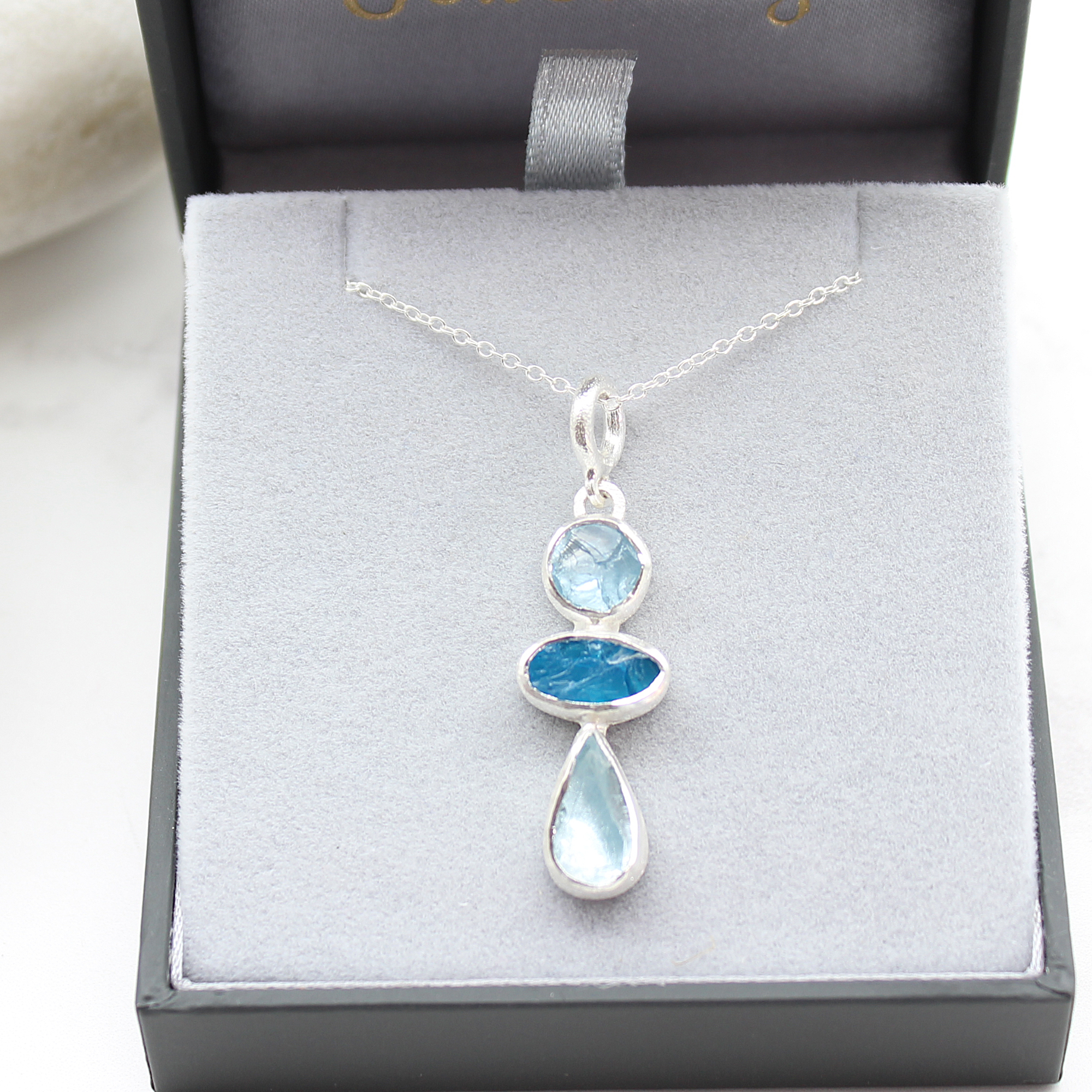 Handmade Aquamarine & Neon Apatite Gemstone Pendant