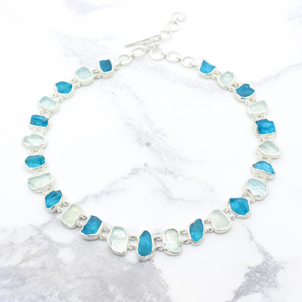Aquamarine & Neon Apatite Gemstone Necklace